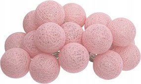 Cottonbals LED-es Füzér rózsaszín 16 Golyós Elemes