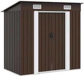 vidaXL barna acél kerti fészer 194 x 121 x 181 cm