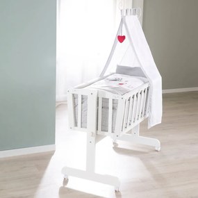 Fehér gurulós baldachinos bölcső 40x90 cm Adam &amp; Eule – Roba