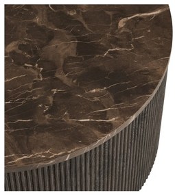 Rota dohányzóasztal márványhatású, sötétbarna, ø80x40 cm