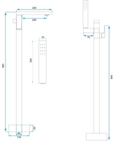 Szabadon álló padló csaptelep Rea TERY Chrome