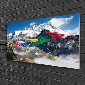 Üvegkép falra hegyi táj 120x60cm