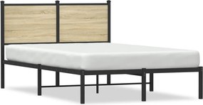 vidaXL sonoma tölgy színű fém ágykeret matrac nélkül 120 x 190 cm