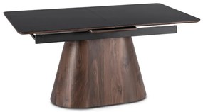 Fekete Márványhatású Bővíthető Kerámia Étkezőasztal Dió Vázzal. LIZBONA 160-200 cm