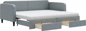 vidaXL világosszürke kihúzható szövet heverő fiókokkal 90 x 200 cm