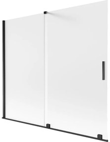 Mexen Velar, 2 szárnyas eltolható kádparaván 180 x 150 cm, 8 mm-es mattüveg, fekete matt, 896-180-000-31-70