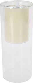 Led Gyertya fehér üvegben, üvegtartóban Ø10x25, 2x Aa elemmel működik