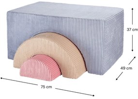 Kék kordbársony habszivacs játszótér 75x49x37 cm Rainbow Montessori – Wigiwama