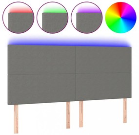 sötétszürke szövet LED-es fejtámla 200x5x118/128 cm