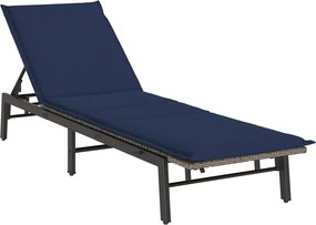 vidaXL szürke polyrattan napozóágy párnával