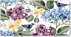 Fotó kép edzett üveg Virágok és madarak 140x70