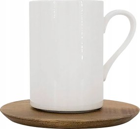 Pipás bögre, 400ml, fa csészealjjal