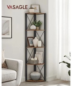 VASAGLE 5 szintes sarokpolc 160x30x30 cm barna és fekete színben