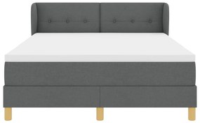 Boxspring Ágy Matraceval - Sötétszürke, 140x200 cm, Szövet