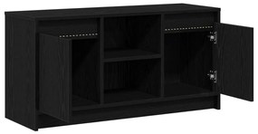 TV Szekrény LED Fénytartalmazó Fekete Rackkel, 100x34x50 cm, Műmászott Fából készült