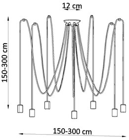 Sollux SL.0372 - Csillár zsinóron EDISON 7 7xE27/60W/230V pók fekete
