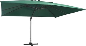 vidaXL zöld konzolos napernyő LED-del és alumínium rúddal 400 x 300 cm