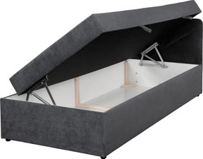 Boxspring ágy, egyszemélyes, szürke, 90x200, univerzális, SUPA