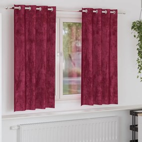 Bársonyfuggönyök 2 db grommet függönnyel Burgundi vörös 175x140 cm