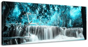 Gario Órás falikép Vízesés a kék dzsungelben Méret: 100 x 40 cm
