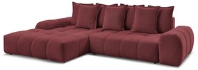 Borvörös zsenília kinyitható-tárolóhelyes sarokkanapé (bal oldali-heverő résszel) Everest – Bobochic Paris