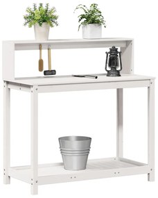 fehér tömör fenyőfa ültetőasztal polccal 108 x 50 x 109,5 cm
