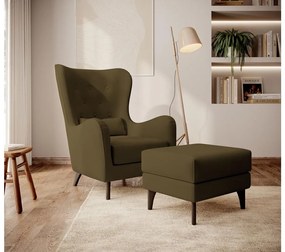 Fotel lábtartóval Calimero II  (oliva + wenge). 1099334