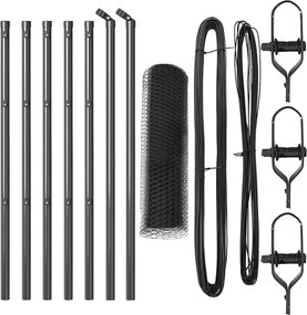 vidaXL Kerítésoszlop Szürke 10 x 0,4 m (13 mm háló) Acél és PVC