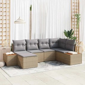 vidaXL Kerti Kanapé Szett 7 pcs Beige és Világosszürke Polyrattan
