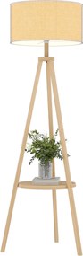 HOMCOM Tripod Állólámpa Polccal - Szürke és Natúr | Aosom