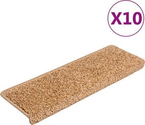 vidaXL 10 db lépcsőszőnyeg 65 x 21 x 4 cm bézs téglalap alakú széllel