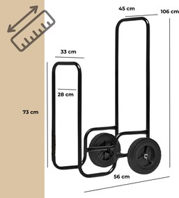 AUREL tűzifa szállító kocsi, 56x45x105cm, fekete Gardebruk