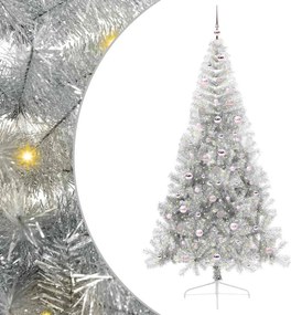 vidaXL Mesterséges, előre világított karácsonyi fa Ezüst 240 cm PET