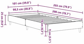 Ágykeret Musta tammi 100 x 200 cm Faanyag