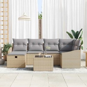 Kerti Kanapé Szett 7 pcs Bézs 55 x 62 x 69 cm Poli rattan