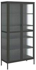 fekete üveg és acél magasszekrény 85 x 40 x 180 cm