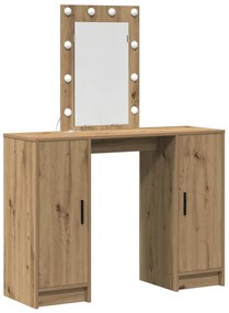 Öltözőasztal LED lámpákkal Kézműves Tölgy 102x33x135 cm