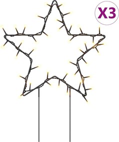 vidaXL karácsonyi csillag fénydekoráció 3 cövekkel 50 LED 29 cm
