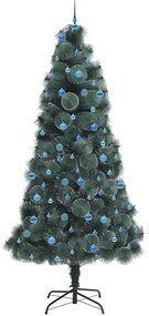 Műfenyő előre világítós karácsonyfakészlet gömbökkel 240 cm