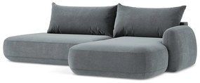 Szürkéskék kinyitható sarokkanapé (jobb oldali-heverő résszel) Hale – Makamii