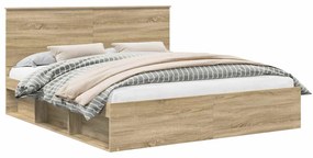 vidaXL Ágykeret fejtámlával Sonoma 200 x 200 cm Tömör fenyőfa