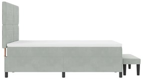 Box Spring Ágy Matraccal és Paddal Világosszürke 140x190 cm Bársony