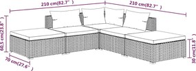 5 részes barna polyrattan kerti ülőgarnitúra párnákkal