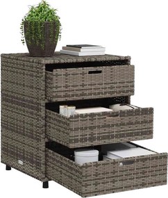 vidaXL szürke polyrattan kerti tárolószekrény 55 x 59 x 69 cm