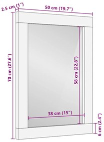 fürdőszoba tükör 50x2,5x70 cm tömörfa mangó szürke