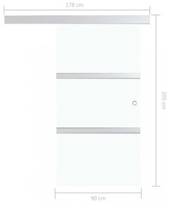 ezüstszínű ESG üveg és alumínium tolóajtó 90 x 212 cm