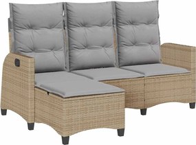 vidaXL L-alakú bézs polyrattan fekvő kerti kanapé párnákkal