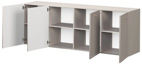 Lorini fali négyajtós komód 200 cm - kasmír / arany fogantyúk