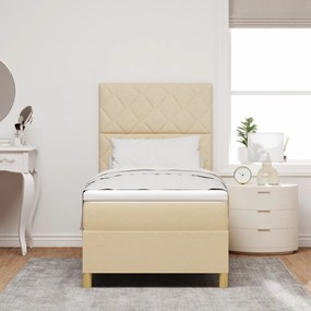 Box Spring Ágy Matrac Krém 90x200 cm Szövet