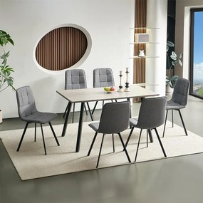 Catini LANDON Étkezőgarnitúra 6x szék + asztal, szürke/sötétszürke